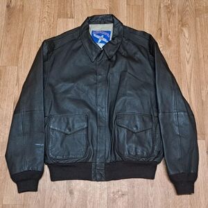 Airborne Leather Bomber Jacket Size Large